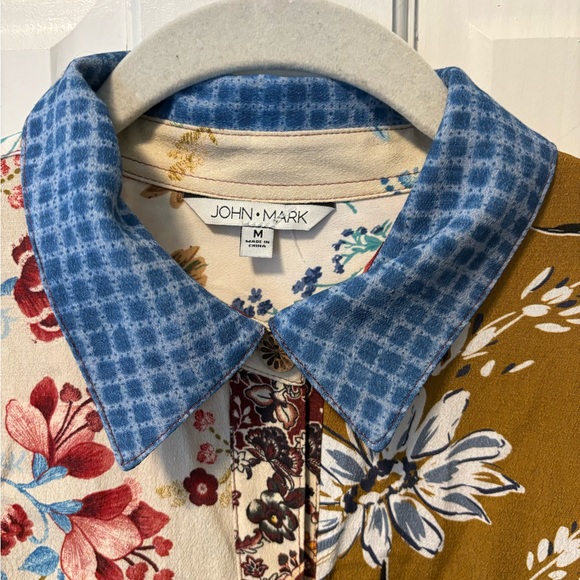 NWT John Mark patchwork Indian summer button tunic blouse top women m medium new - Picture 3 of 7